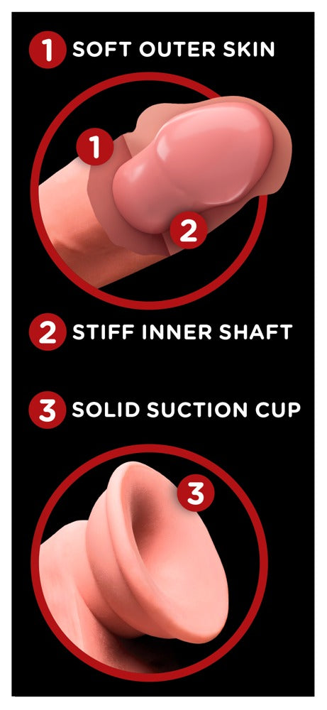 Pénis Realístico Tripla Densidade 22.9 cm com Ventosa | King Cock Plus