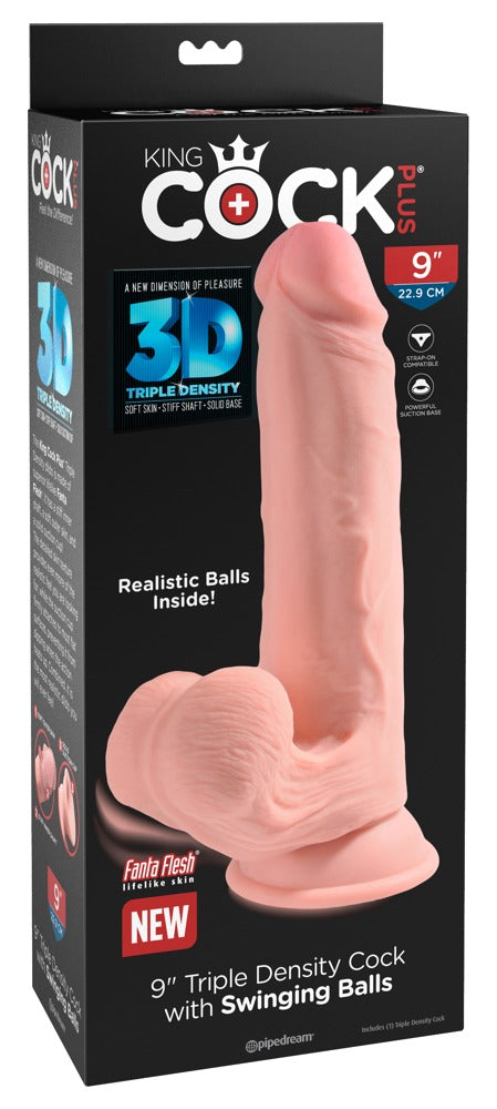 Pénis Realístico Tripla Densidade 22.9 cm com Ventosa | King Cock Plus